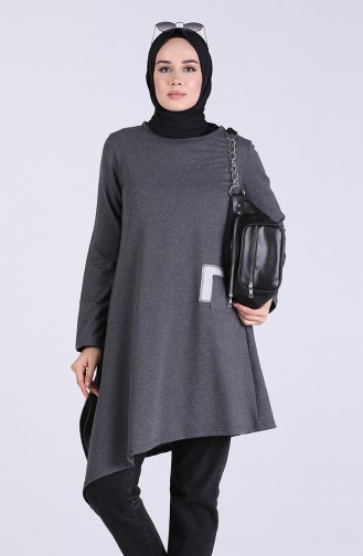 Asimetrik Tunik 3065-11 Füme