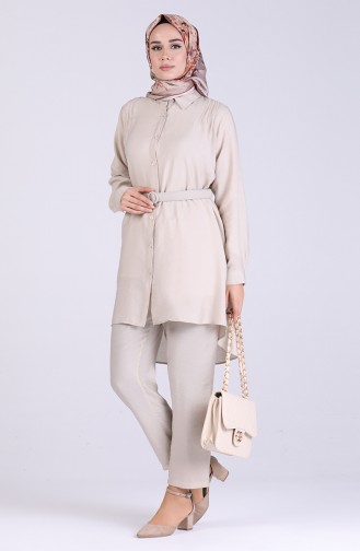 Belted Tunic Trousers Double Suit 1078a-07 Stone 1078A-07