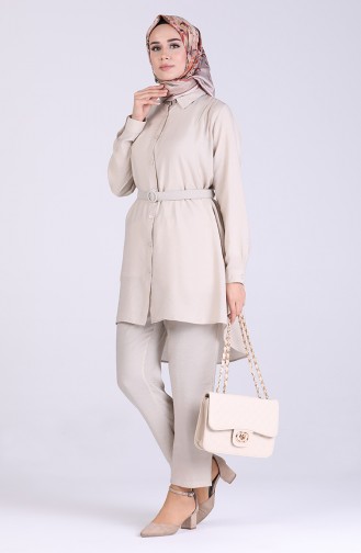 Belted Tunic Trousers Double Suit 1078a-07 Stone 1078A-07