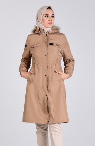 Hooded Fur Coat 0128-01 Beige 0128-01