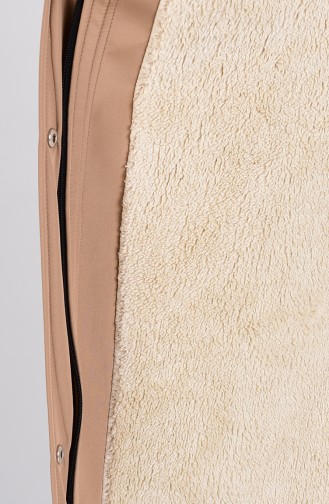 Hooded Fur Coat 0128-01 Beige 0128-01