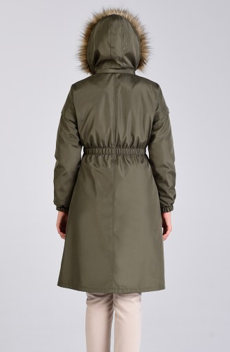 Hooded Fur Coat 0128-03 Khaki 0128-03