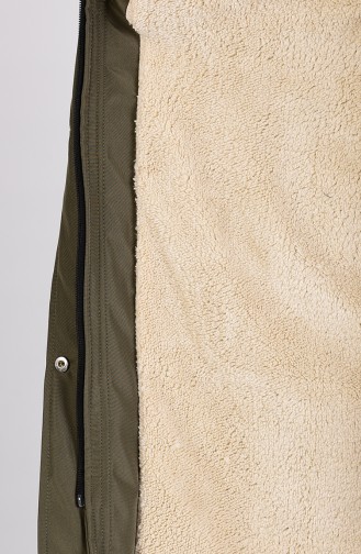 Hooded Fur Coat 0128-03 Khaki 0128-03