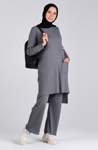 Cepli Tunik Pantolon İkili Takım 8146-05 Füme