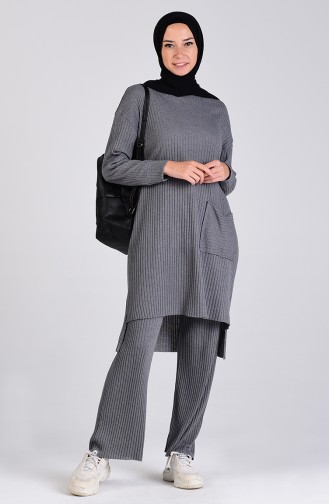 Cepli Tunik Pantolon İkili Takım 8146-05 Füme