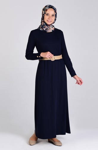 Dunkelblau Hijab Kleider 6008-01