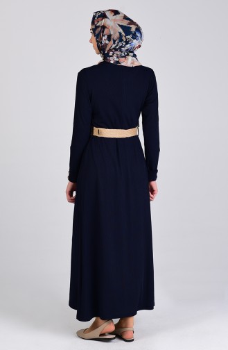 Navy Blue İslamitische Jurk 6008-01