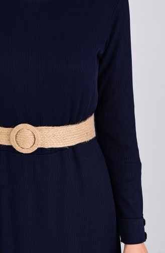 Belted Dress 6008-01 Navy Blue 6008-01