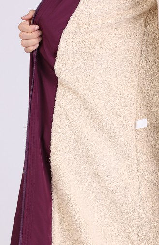 Hooded Fur Coat 0504-06 Damson 0504-06