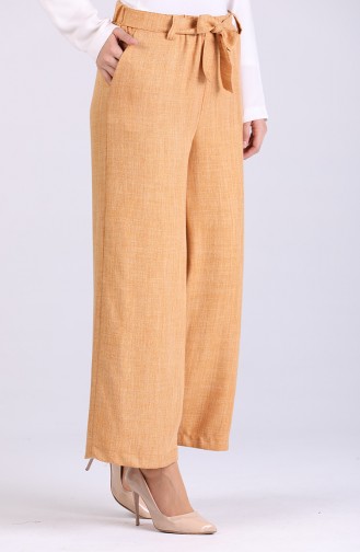 Belted Wide-Leg Trousers 4006-06 Mustard 4006-06