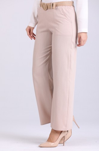 Belted Linen Trousers 7067-02 Beige 7067-02