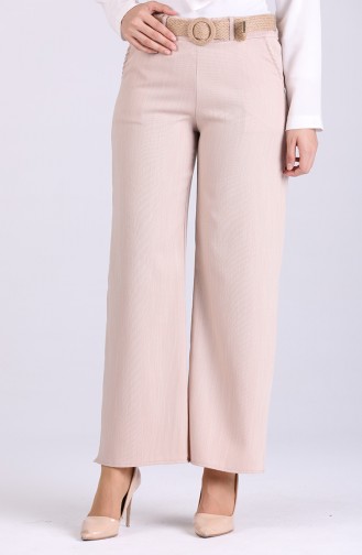 Belted Linen Trousers 7067-02 Beige 7067-02