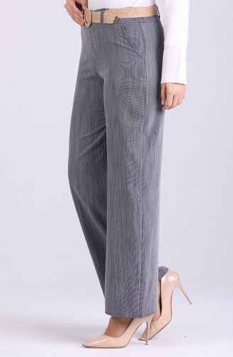 Belted Linen Trousers 7067-04 Navy Blue 7067-04