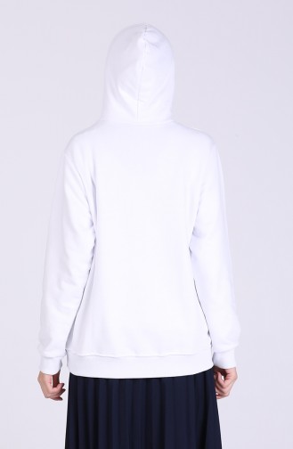 Kapüşonlu Sweatshirt 3001-02 Beyaz