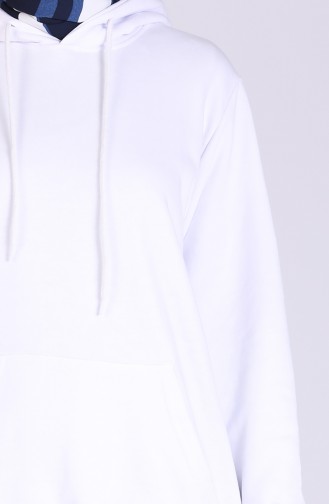 Kapüşonlu Sweatshirt 3001-02 Beyaz