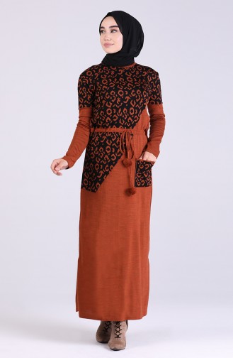 Knitwear Patterned Dress 5097-02 Cinnamon 5097-02