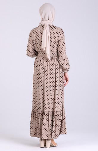 Beige Hijab Dress 4554-05