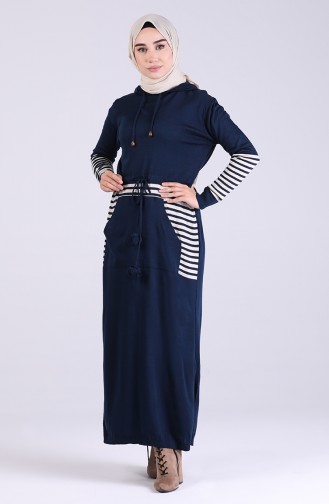 Navy Blue Hijab Dress 7512-06