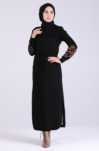 Schwarz Hijab Kleider 7522-04