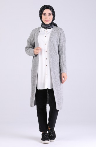 V Yaka Hırka 4219-01 Gri