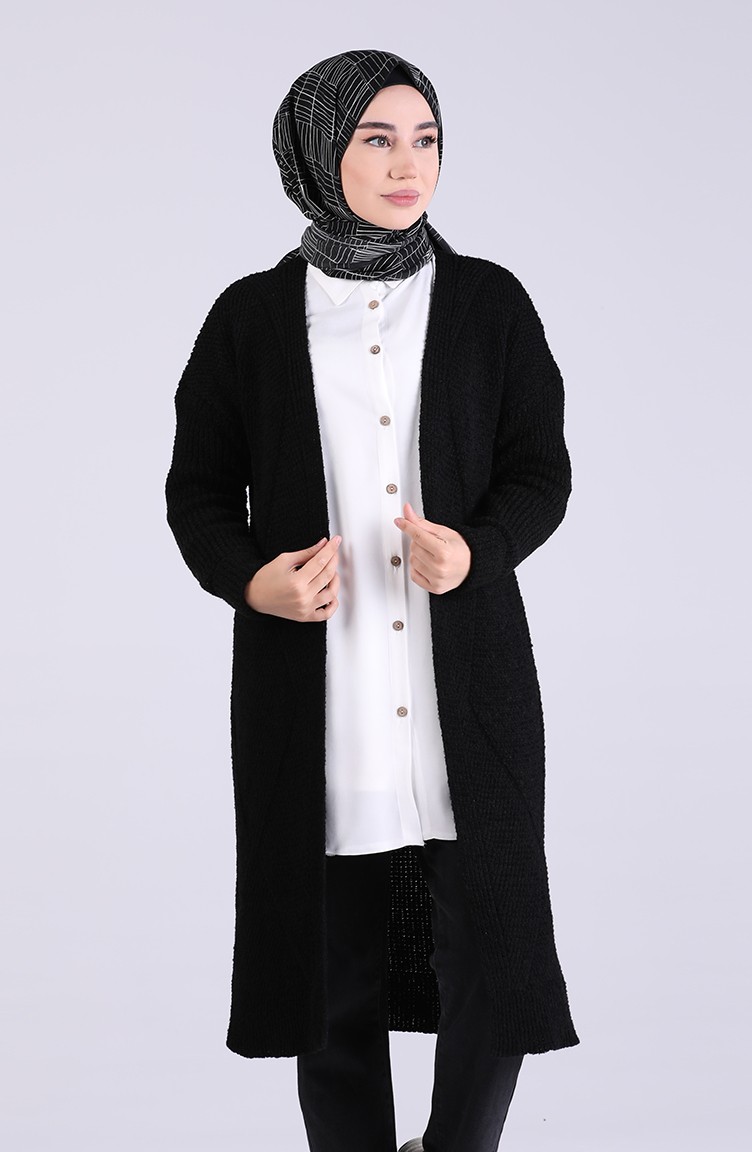 V Yaka Hırka 4219-02 Siyah