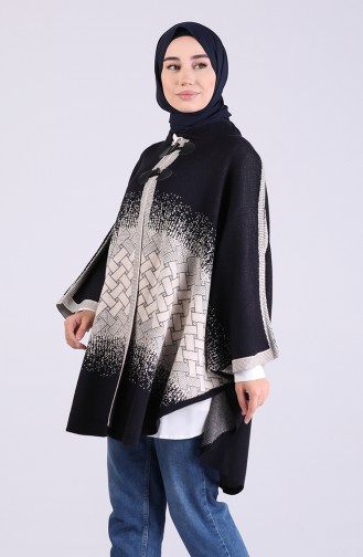 Dunkelblau Poncho 4242-01