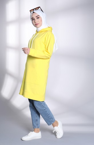 Kapüşonlu Sweatshirt 20045-03 Limon Sarısı