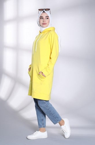Kapüşonlu Sweatshirt 20045-03 Limon Sarısı