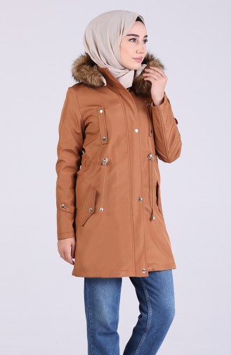 Shirred waistcoat Hooded Coat 9053-01 Caramel 9053-01