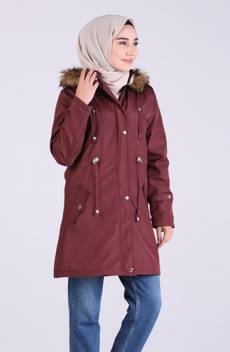Shirred waistcoat Hooded Coat 9053-06 Damson 9053-06