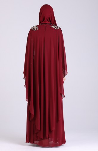 Sequined Evening Dress 4508-02 Burgundy 4508-02