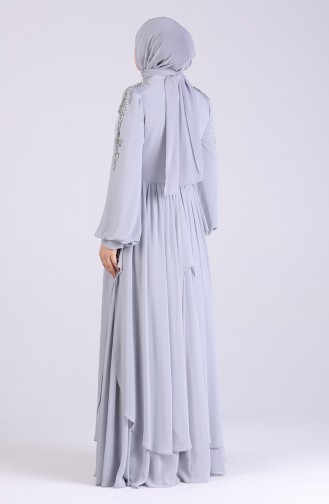 Grau Hijab-Abendkleider 8027-04