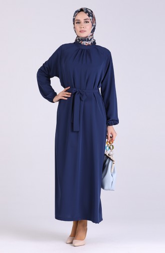 Navy Blue İslamitische Jurk 1324-02