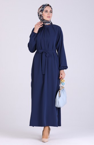 Belted Dress 1324-02 Navy Blue 1324-02