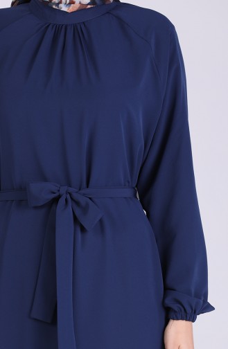 Belted Dress 1324-02 Navy Blue 1324-02