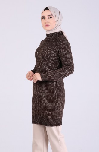 Pullu Tunik 4226-02 Kahverengi