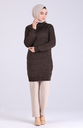 Pullu Tunik 4226-02 Kahverengi