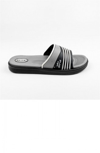 Gray Summer Slippers 1750.SİYAH - GRİ