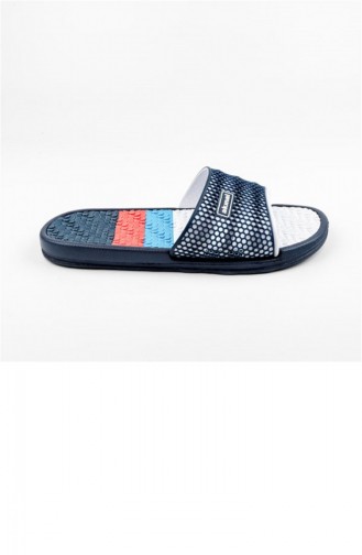 Navy Blue Summer slippers 1804.LACIVERT-BEYAZ