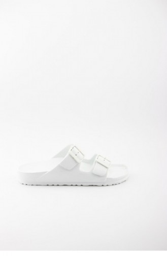 White Summer Slippers 3380.BEYAZ
