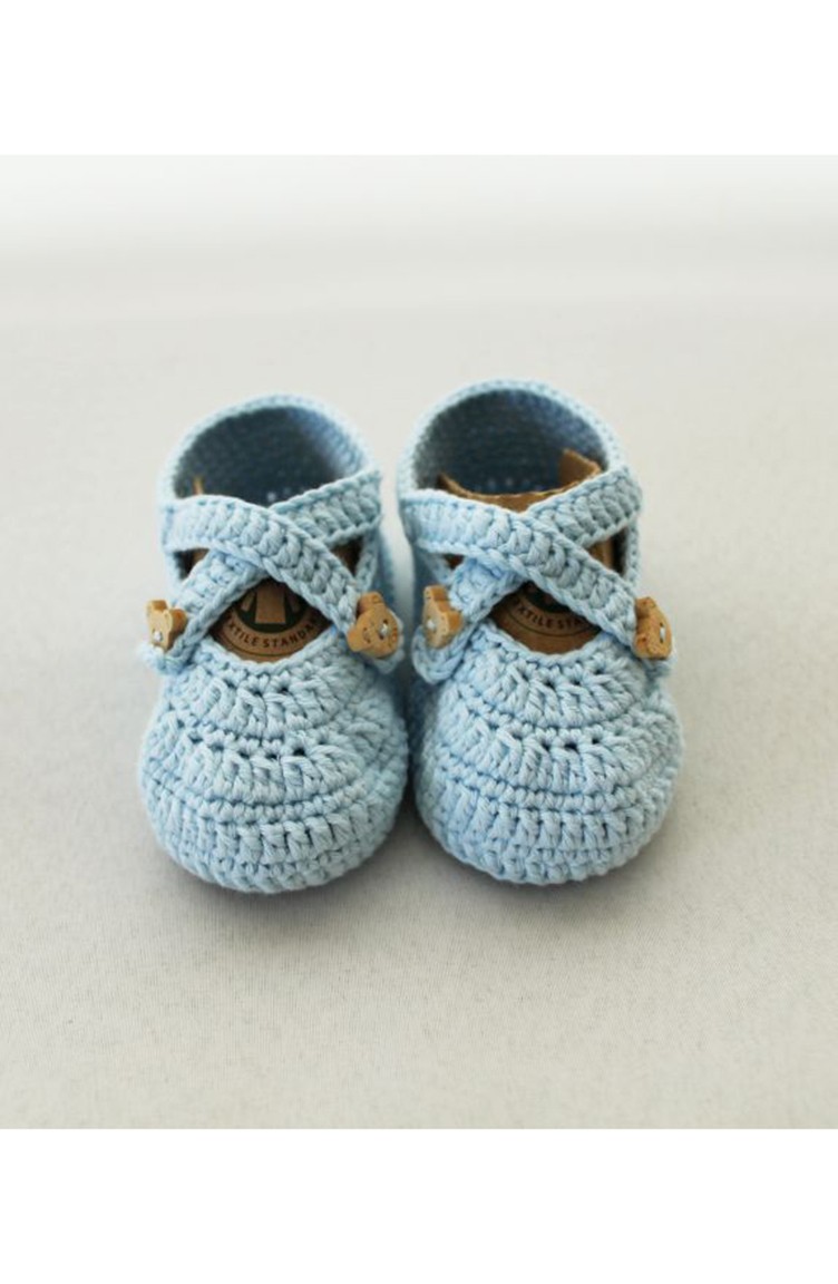 Organic Bonny Baby Organik El Yapimi Bebek Patigi Obb Op1172e1 Mavi Sefamerve