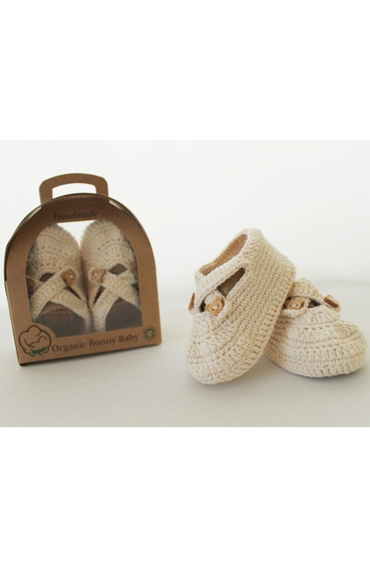 Organic Bonny Baby Organik El Yapimi Bebek Patigi Obb Op1173u1 Krem Sefamerve