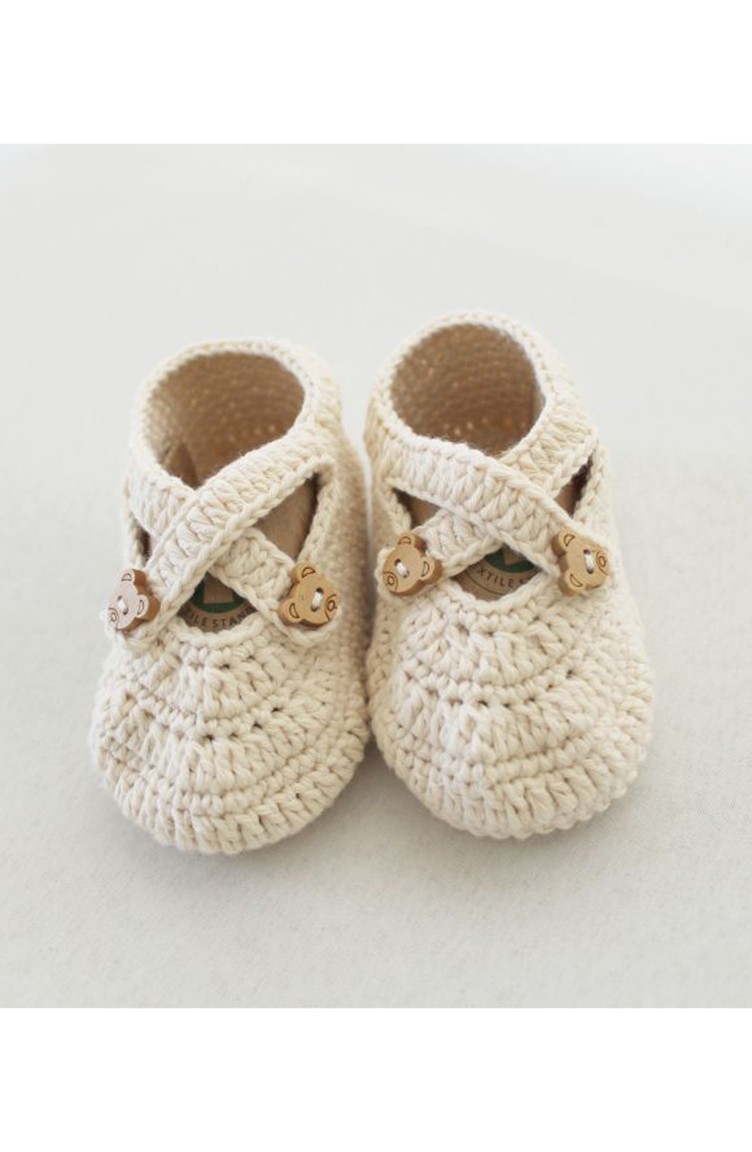 Organic Bonny Baby Organik El Yapimi Bebek Patigi Obb Op1173u1 Krem Sefamerve