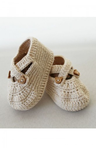 Organic Bonny Baby Organik El Yapımı Bebek Patiği OBB-OP1173U1 Krem