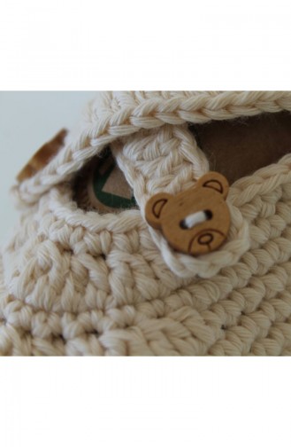 Organic Bonny Baby Organik El Yapımı Bebek Patiği OBB-OP1173U1 Krem