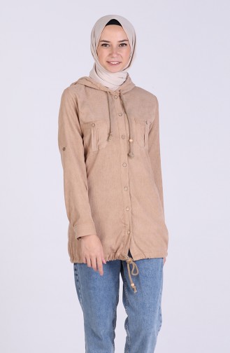 Kürklü Astarlı Mont 9054-02 Camel