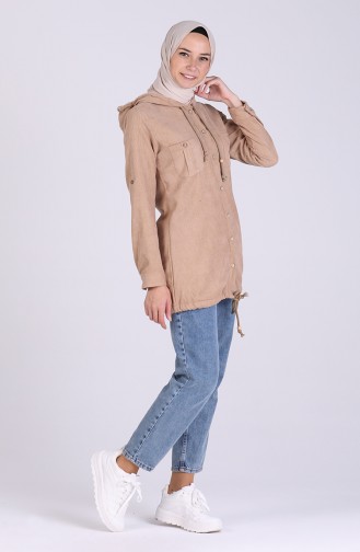Kürklü Astarlı Mont 9054-02 Camel