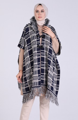 Dunkelblau Poncho 4259-02