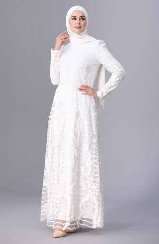 White İslamitische Avondjurk 7276-01