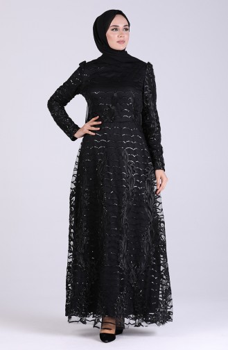 Schwarz Hijab-Abendkleider 7276-03